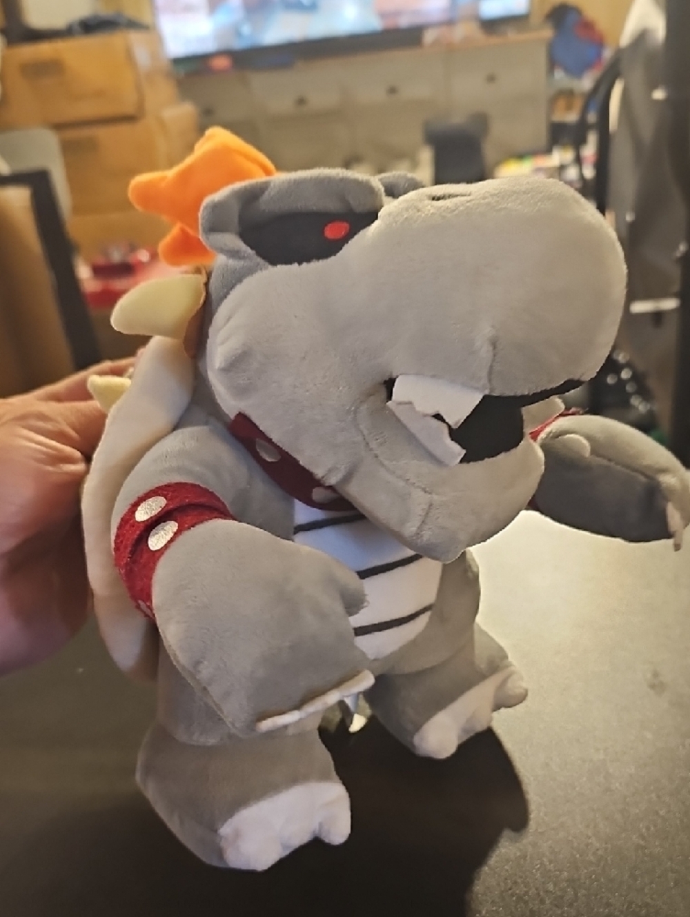 Bowser Plush Toy - Gray Kids Plush with Orange Shell Spikes - Picture 2 of 6